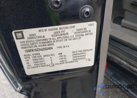 2004 Chevrolet Suburban 1500 Lt z USA, uszkodzony, nr VIN 1GNFK16Z34J202404